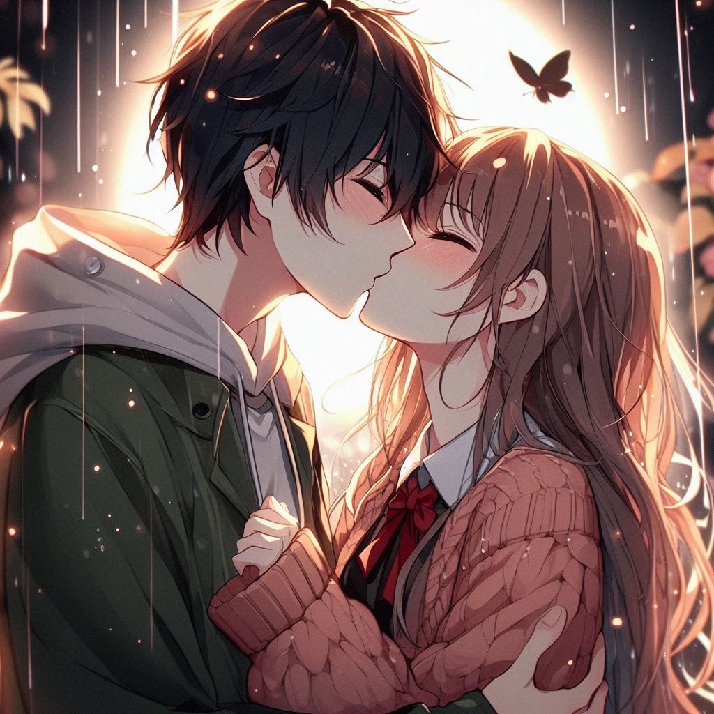 anime couple snow dp enjoying winter together