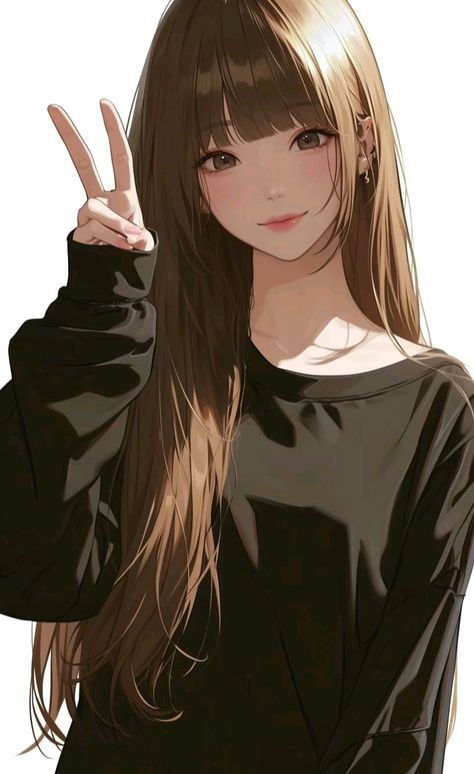 Smiling anime girl DP for Instagram profile.