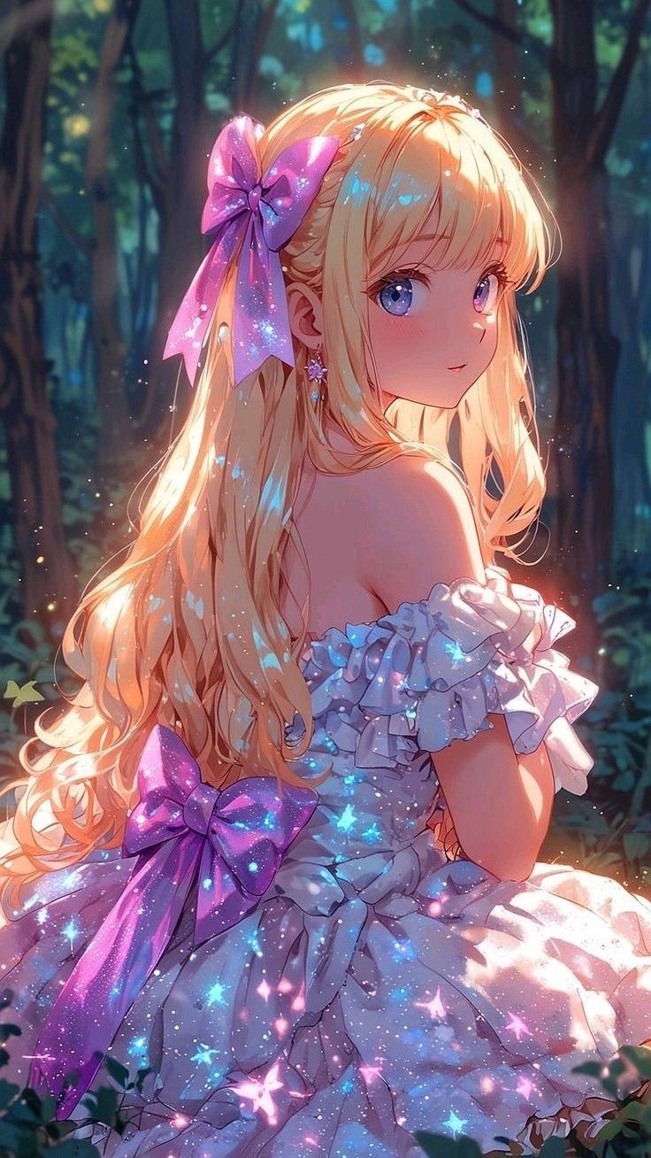 Anime girl DP for Instagram with floral dress.