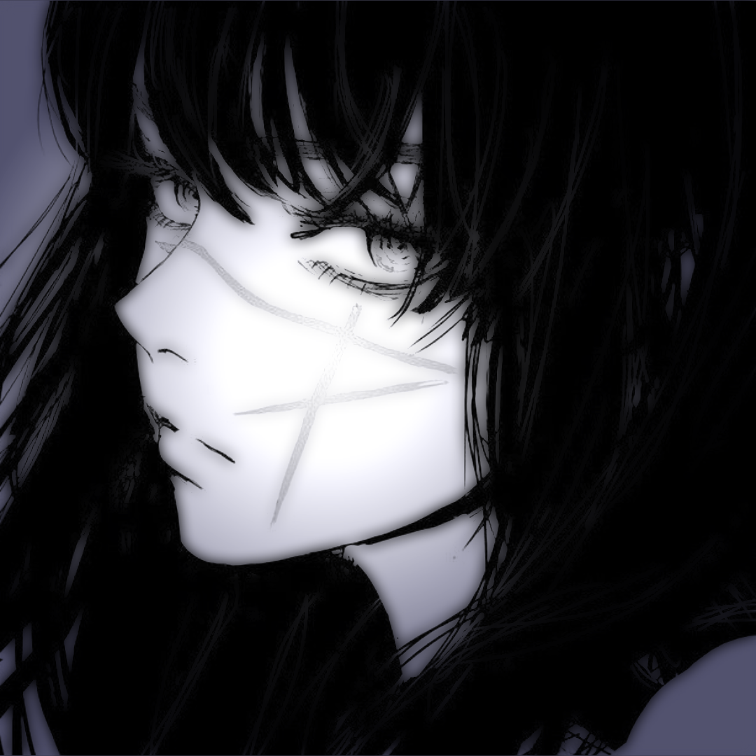 chilling dark anime girl dp with a cold stare