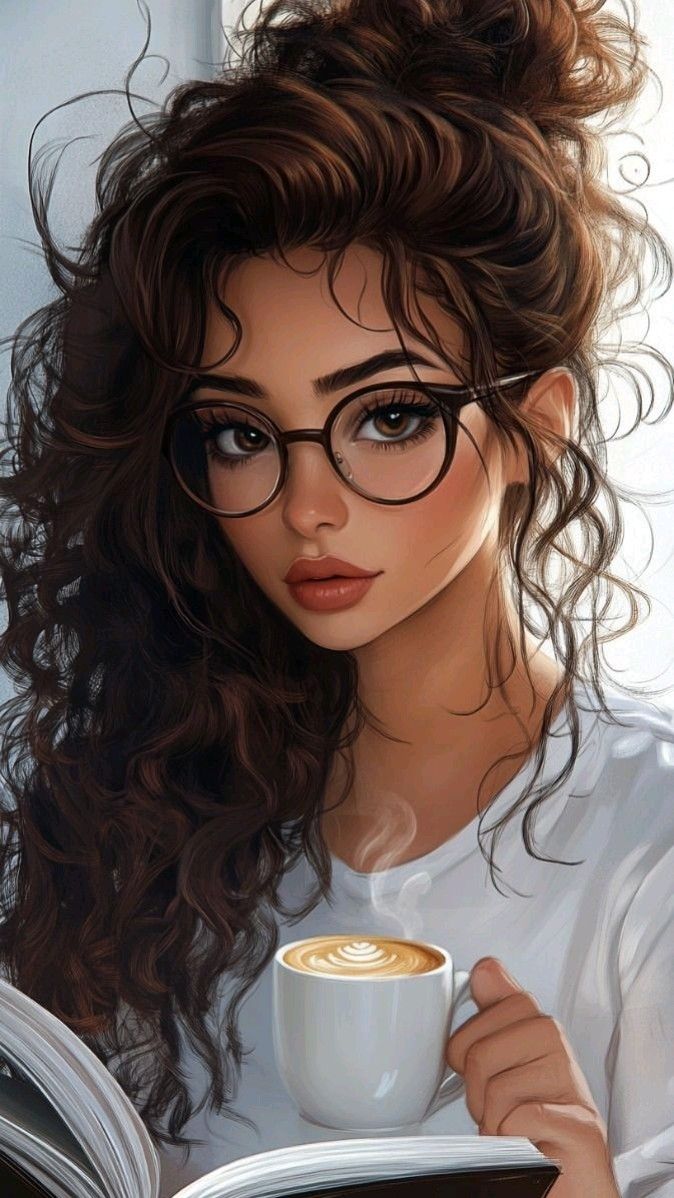 Cartoon girl DP with glasses, messy hair, and relaxed vibe.